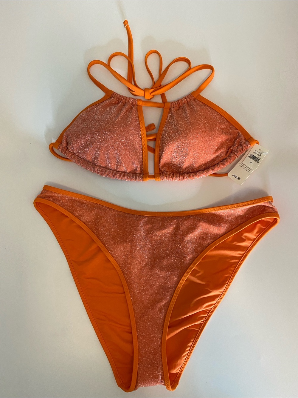 aerie Shimmery Orange Girls Two-Piece Bikini. B1